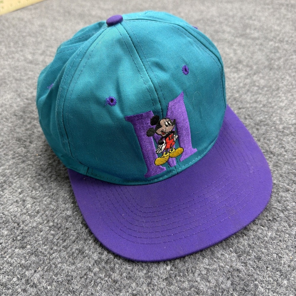 Mickey Mouse Snapback‎ Hat Teal Purple Flat Bill Vintage Embroidered Unlimited